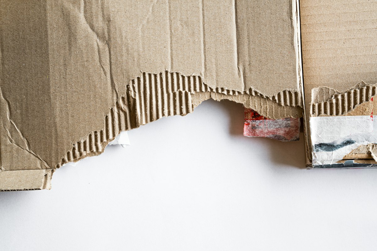 Cardboard boxes damaged in transit